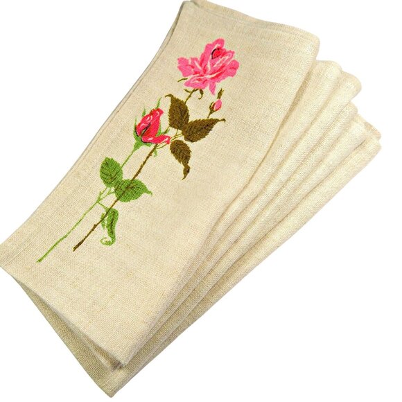 Peerless Prints Americana Rose Napkins, Set of 6, Mid-Century Table Linens - Picture 5 of 5